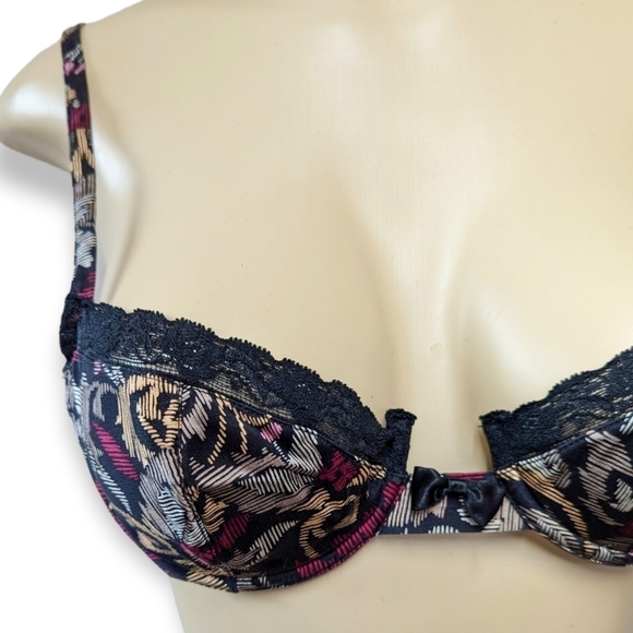 Vintage 90s Adrianna Papell Silk Abstract Print Unlined Bra Size 36A - Picture 2 of 14